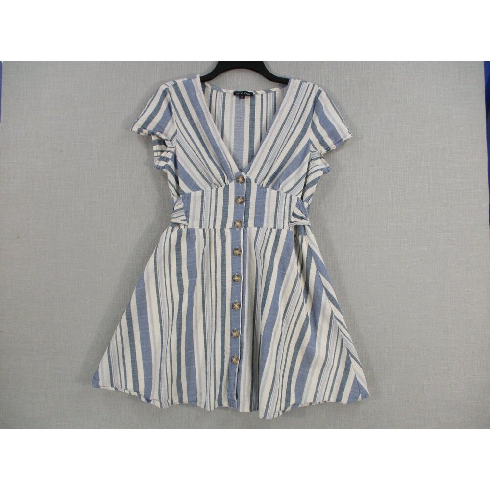 Striped Button-Down Short Sleeve Dress By‎ As U Wish Size - M